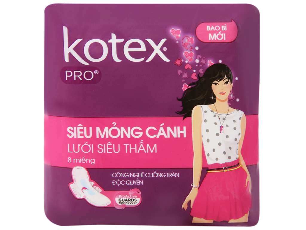 Kotex Pro Sanitary Pad Super Thin Wings Block 8