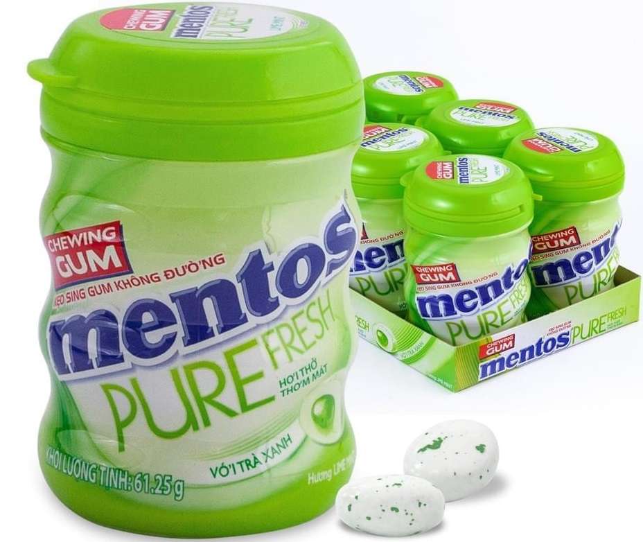 Mentos Chewing Gum Jar 61.25g Sugar Free Pure Fresh Lime
