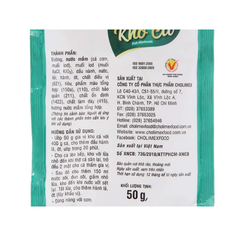 Cholimex Fish Marinade Seasoning Bag 50g