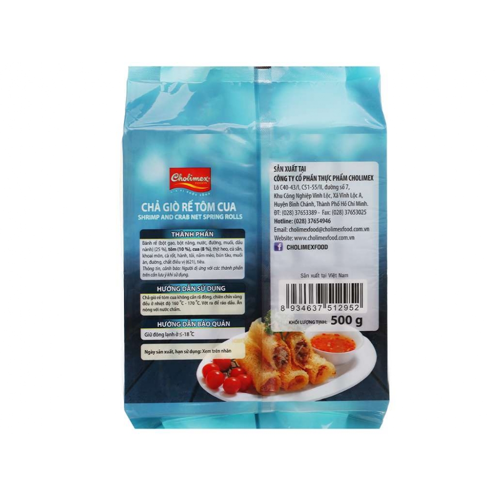 Cholimex Shrimp and Crab Net Spring Rolls bag 500g (24 rolls)