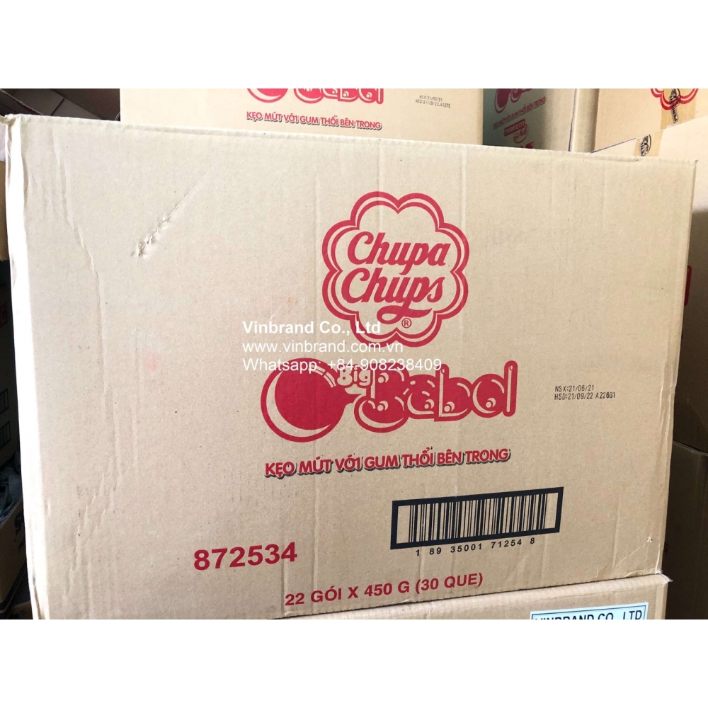 Wholesale Chupa Chups big babol gum lollipops bag 450g (30pcs x 15g)