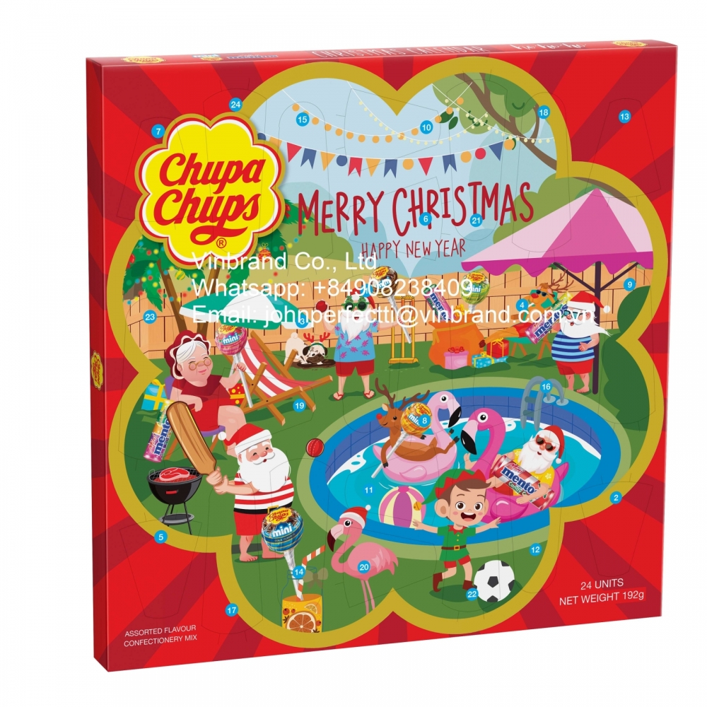 Chupa Chups mixed candy Christmas Calendar 6 x 192g (3.2kg)/ Partymix Christmas Calendar 192g