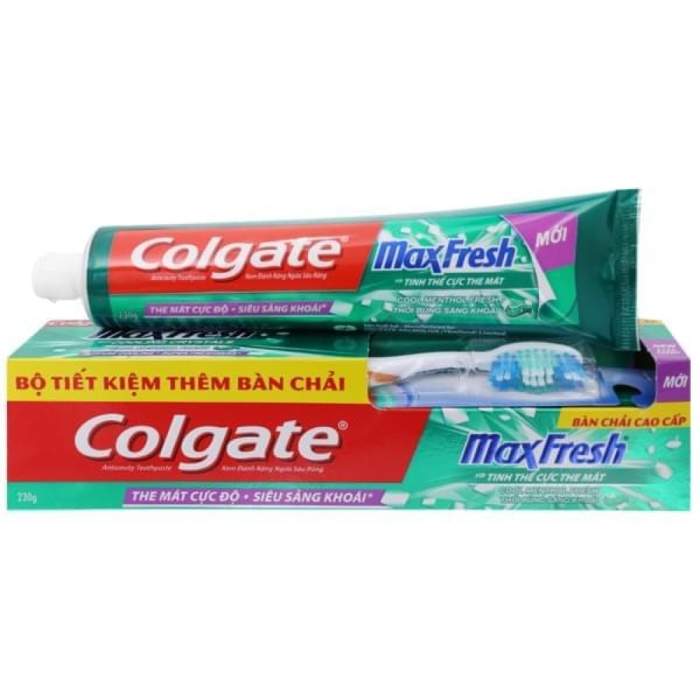 Colgate Toothpaste Max Fresh Cool Menthol tube 225 x 36 + Toothbrush