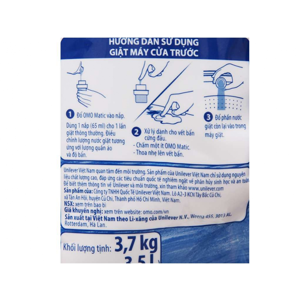 Omo matic washing liquid bag for front load washing machine 2.8l