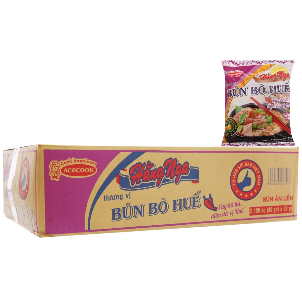 Hang Nga Hue Style Instant Rice Vermicelli Beef Flavour 75g x 30