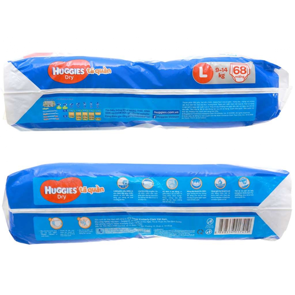 Huggies Diapers Bag Size L 68pcs 9-14kg
