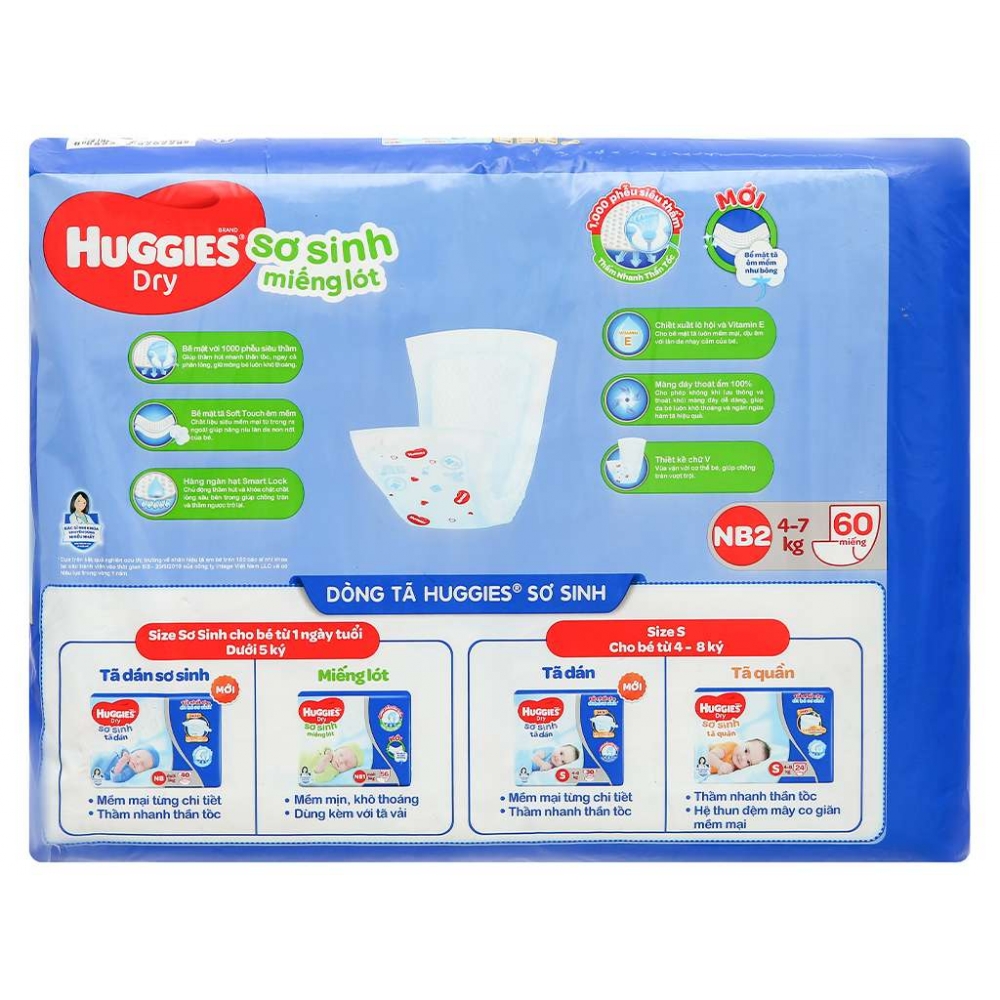 Huggies Diapers New Born 2 Bag 60pcs 4-8kg