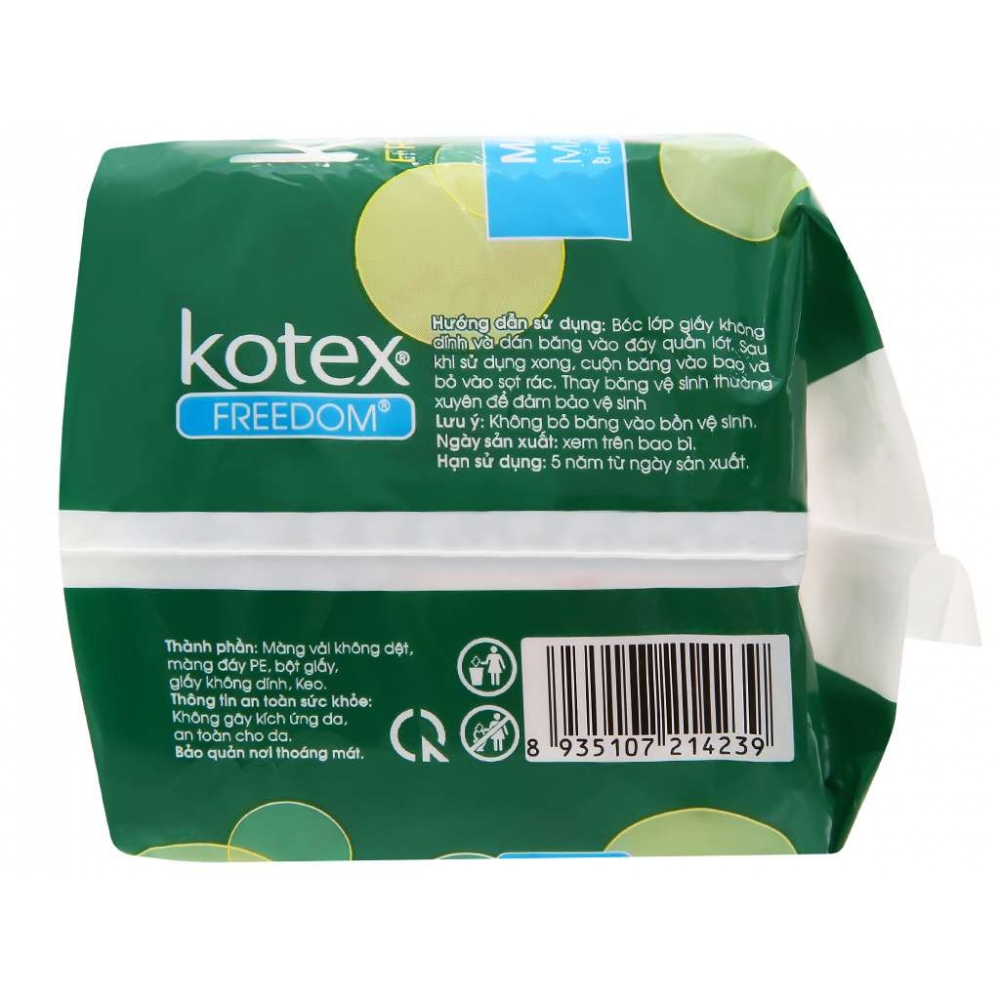 Kotex Freedom Sanitary Pad Maxi wings Block 8
