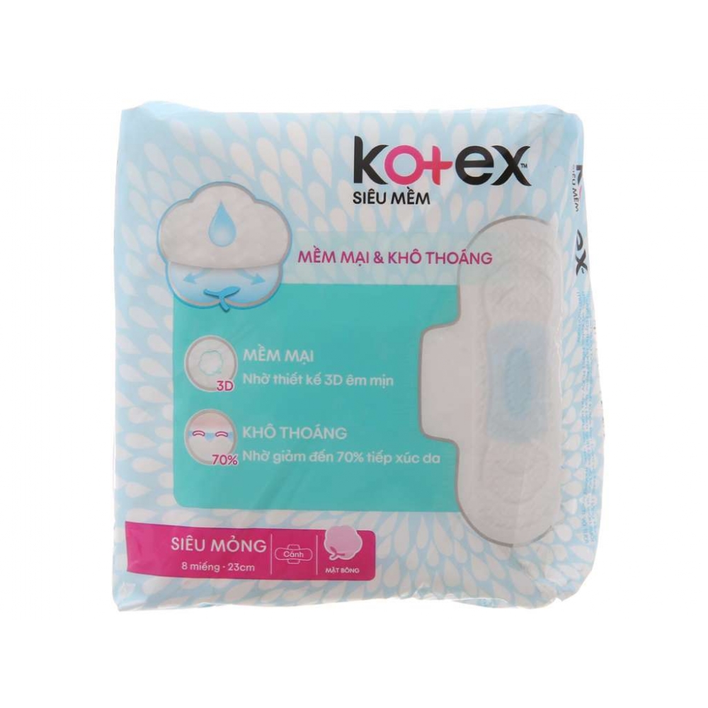 Kotex Sanitary Pad Super Soft Thin Wings Block 8