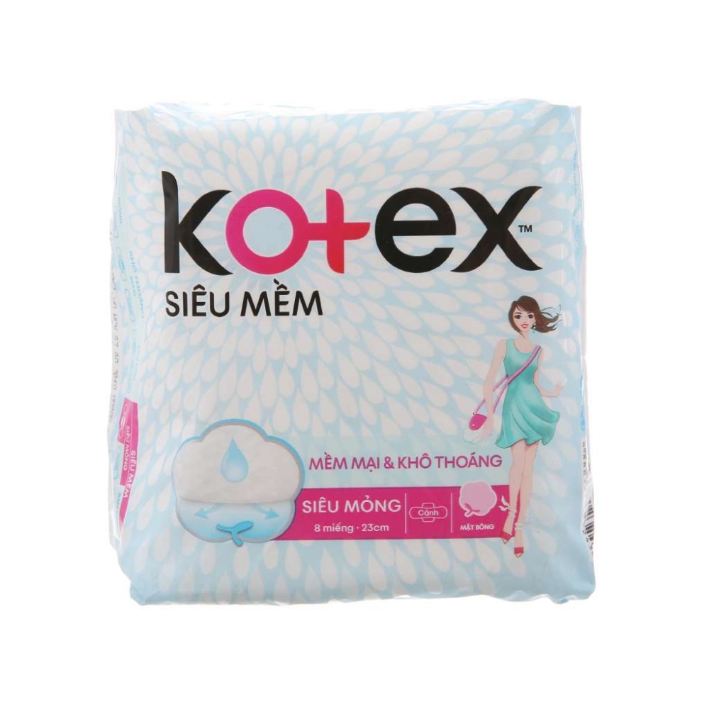 Kotex Sanitary Pad Super Soft Thin Wings Block 8
