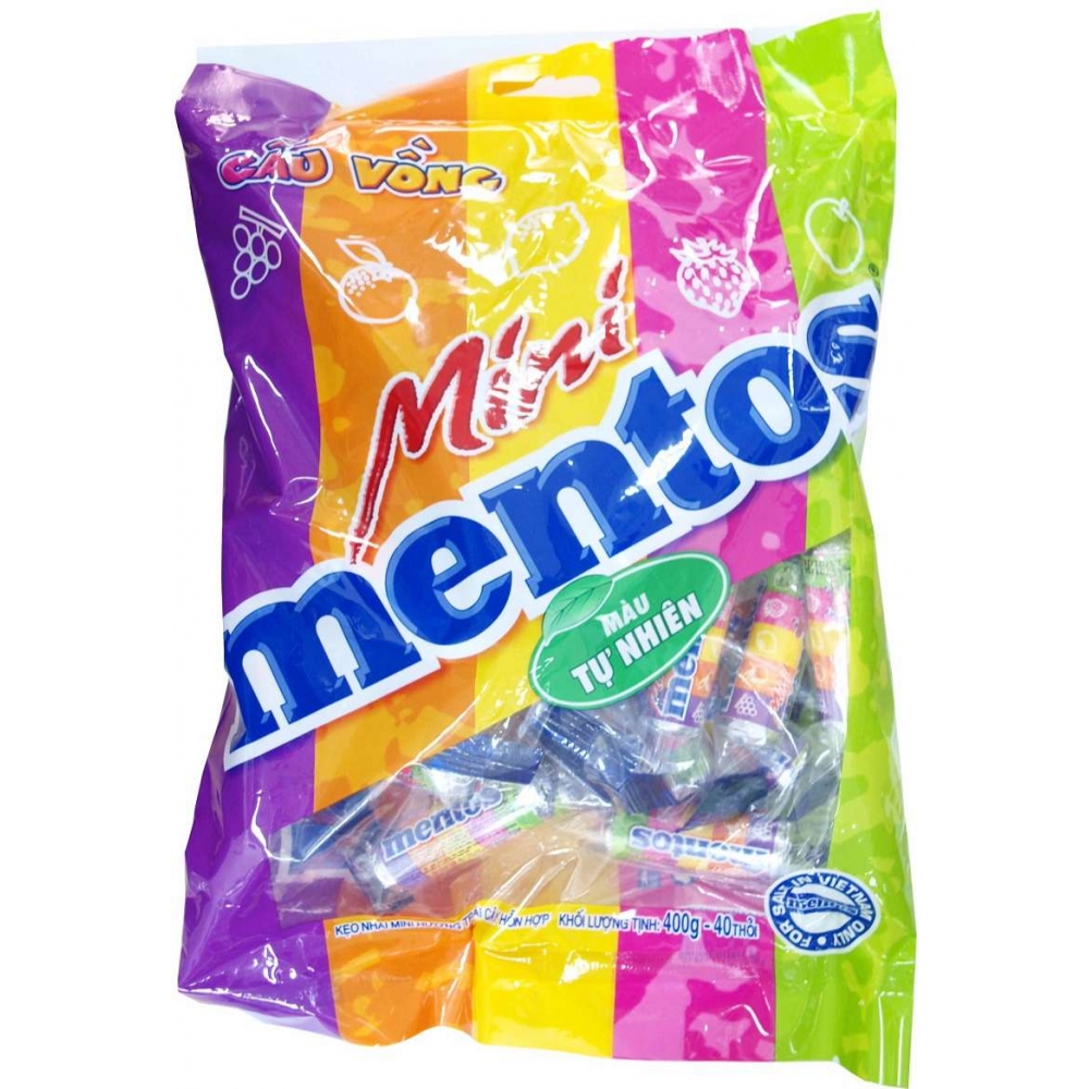 Mini mentos rainbow chewy candy bag 480g (10g x 48 tubes)