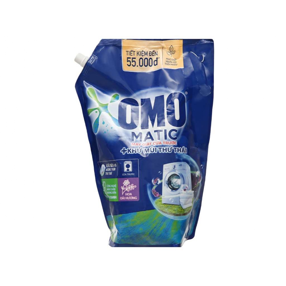 Omo matic washing liquid bag for front load washing machine with lavender flavor 2.8l