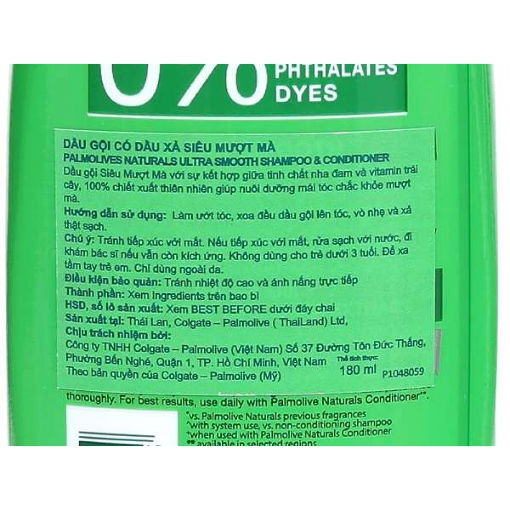Palmolive Healthy & Smooth Shampoo & Conditioner Bottle 180ml 