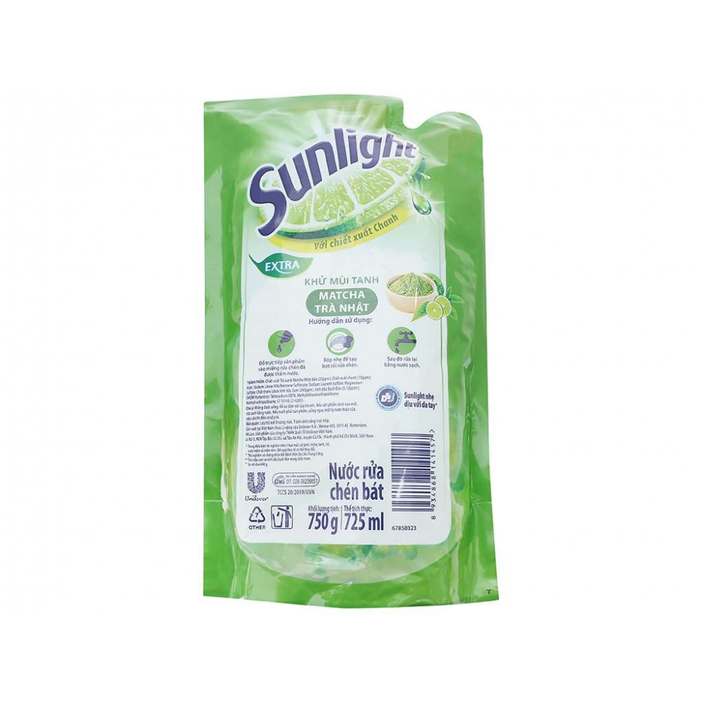 Sunlight Extra Matcha Dishwashing Liquid bag 750g