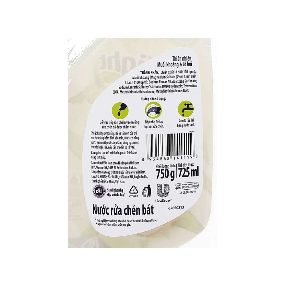 Sunlight Extra Natural Dishwashing Bottle 750g