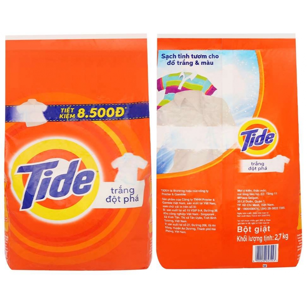 Tide downy detergent powder bag 2.7kg breakthrough whitening