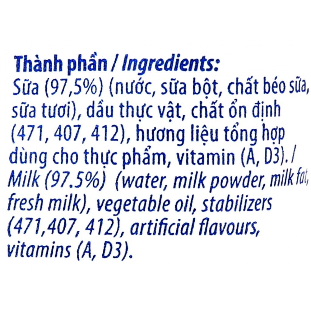 Vinamilk UHT Plain Nutritious Fresh Milk Bag 220ml x 48